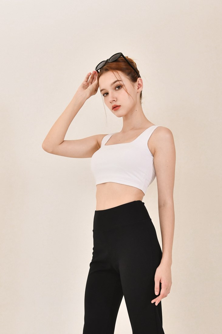 螺紋刺繡Bra top (白)